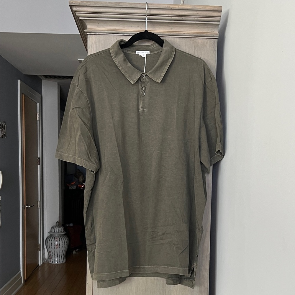 James Perse Khaki Platoon Pigment Polo Shirt